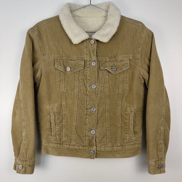 Brandy Melville John Galt Tan Corduroy Sherpa Lined Jacket Small - Picture 4 of 15